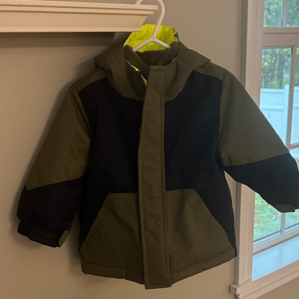 1989 Place Kids Winter Jacket with Fleece Shell  in Olive Green and Navy
